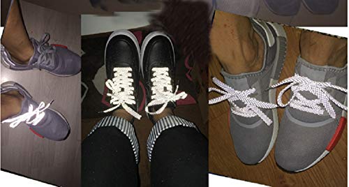 [Australia] - Xiazw Reflective Flat Shoe Laces for Sneakers，Boots，Running Shoes，Casual Shoes (2 Pair Pack) Black 35.4''(90cm) 