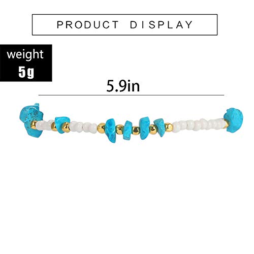 [Australia] - Aluinn Boho Ankle Chain Fashion White Beads Anklet Bracelet Irregular Stone Simple Foot Jewelry for Women and Teen Girls 