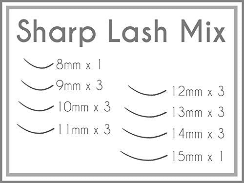 [Australia] - Eyelash Extension 20 Rows of Matte Flat Lash MIX with 0.25mm Thickness, Sharp Lash with Multi-Types of Curls (8mm~15mm, J Curl) 