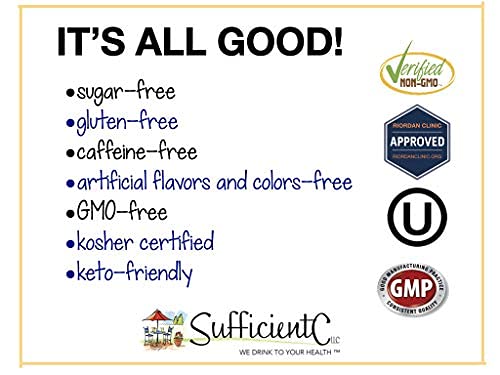 [Australia] - Sufficient-C High Dose Non-GMO Vitamin C Lemon Peach Immune-Ade Drink Mix, Convenient 125 Grams - with L-lysine, Bromelain and a Premium 96% Pure Green Tea Extract - immune, thyroid and collagen support for healthy skin - UTI, acne, cold and canker sor... 