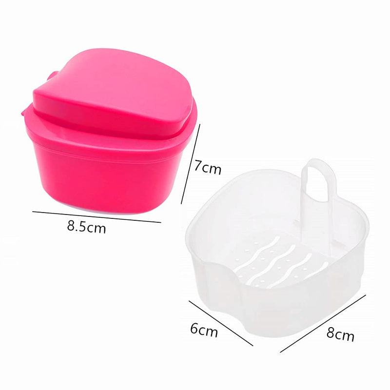 [Australia] - Juliyeh 1 Pcs Denture Case Orthodontic Dental Retainer Box False Teeth Storage Container Denture Cleaning Box with Filter Portable and Easy to Travel (Pink) 