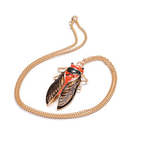 [Australia] - BELUCKIN Retro Vintage Cicada Pendant Insect Bug Cicada Charm Necklace Jewelry gold 