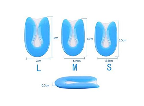 [Australia] - Ericotry U-Shaped Heel Cushion Silicon Gel Plantar Fasciitis Pad Remission Correction Heel Support Pads Cushions Protector for Heel Pain Relief (L) L 