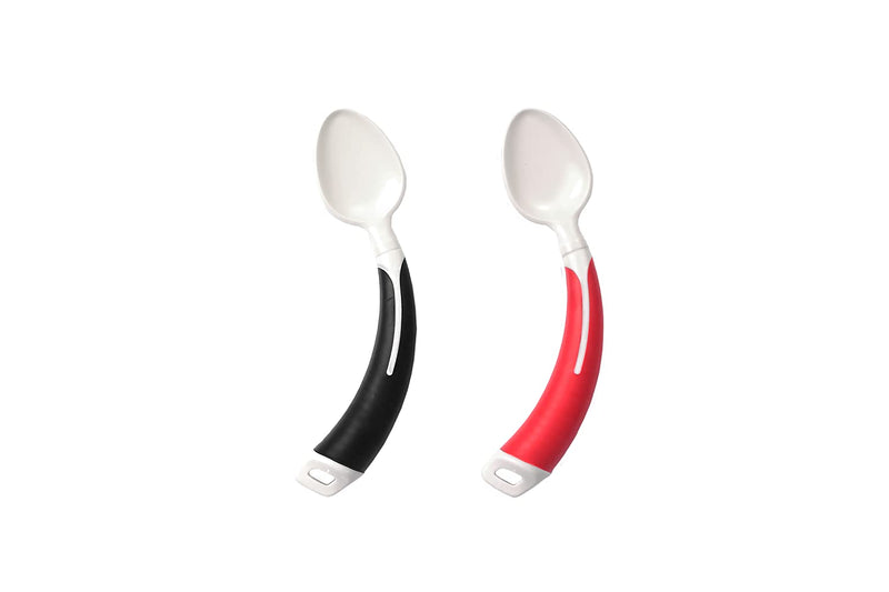 [Australia] - Curved Cutlery - Adult Eating Aid - Curved Fork Or Spoon Available Left Hand Or Right Hand and in Black Or Red (Right Hand Spoon, Black) Right Hand Spoon 