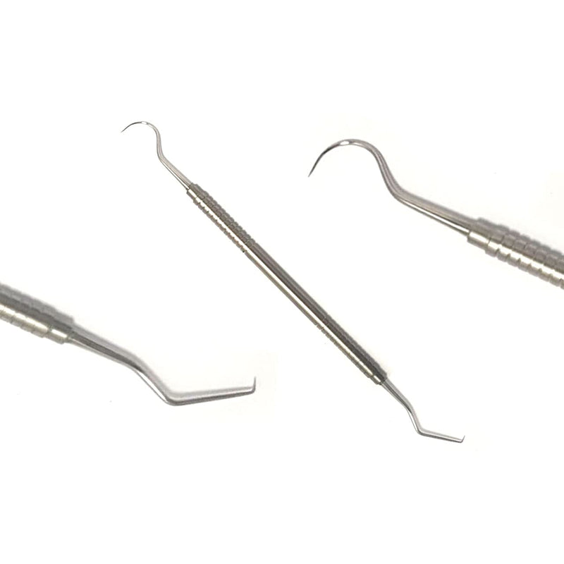[Australia] - Hook Pick Double Ended Oral Hygiene Dental Explorer Stainless Steel Teeth Cleaning Oral Student Tool Tooth Picks Metal 