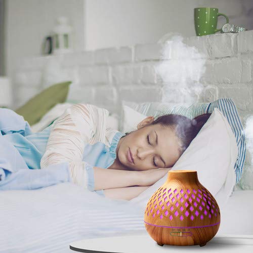 [Australia] - 400ML Essential Oil Diffuser, Remote Control Diffusers for Essential Oils, Electric Ultrasonic Air Humidifier, Aromatherapy Diffuser with Waterless Auto-Off A-yellow 