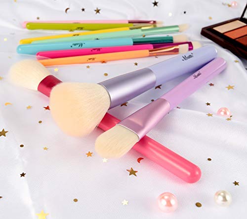 [Australia] - Matto Makeup Brushes 10-Pieces Colorful Wood Handles Synthetic Hairs Makeup Brush Set with Cosmetic Brush Holder 