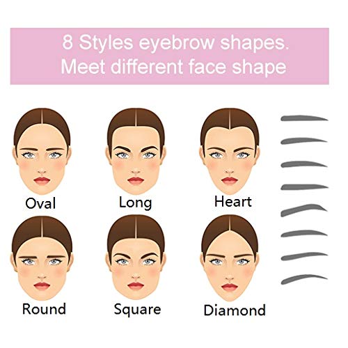 [Australia] - Eyebrow Stencils, Eyebrow Template, Eyebrow Shaping Kit,8 Styles Reusable Eyebrow Stencil with Handle and Strap, Washable 