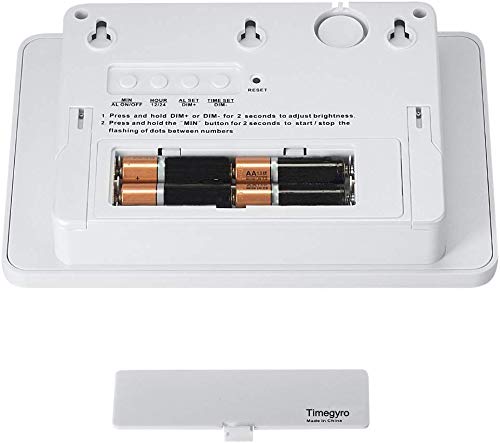 [Australia] - ChaoRong Silent Digital Alarm Clock Wall Clock for Bedrooms Operated by Battery Only, Coming with Back Clip. You Can Place It on Desk Or Wall（White） White 