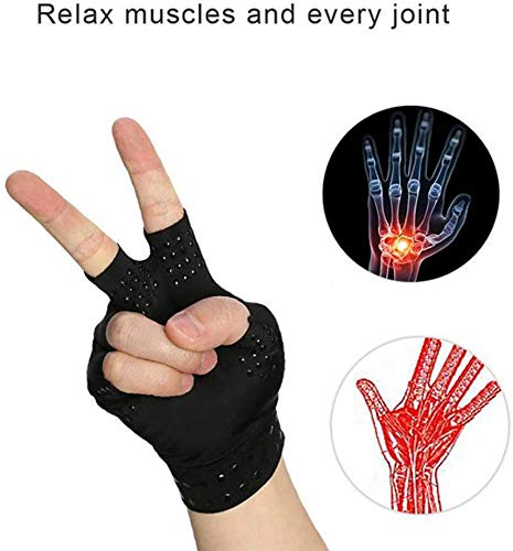 [Australia] - Chargen Arthritis Gloves Compression Gloves Fingerless Gloves Magnetic Anti-Arthritis Therapeutic Therapy Fingerless Gloves Relief Hand Pain Relief Heal Joints Relief (Black) Black 