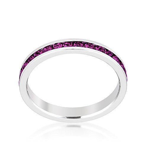 [Australia] - Kate Bissett Stylish Birthstone Stackables Swarovski Crystal Eternity Bands Amethyst -February 5 