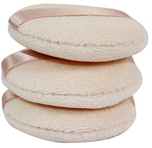 [Australia] - Wholesale 8cm 3.15inch Round Ribbon Cotton Soft Loose Powder Puffs Sponge For Face Makeup Cosmetic Foundation Facial Dry Loose Beauty Tool Blender(10PCS) 