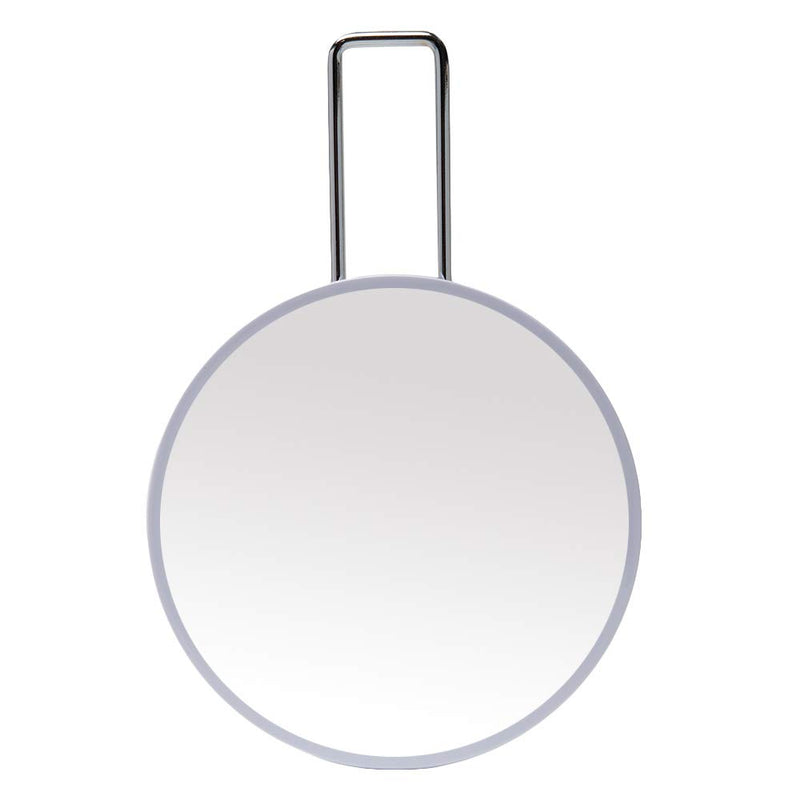 [Australia] - YEAKE Hand Mirror with Handheld Metal Stand, Table Desk Makeup Mirror Portable Travel for Multi-Hanging Wall Mirror On Bathroom Shower Shaving(Circle) 9.4"L x 5.9"W (Round) White & Metal(large Handheld Makeup Mirror) 