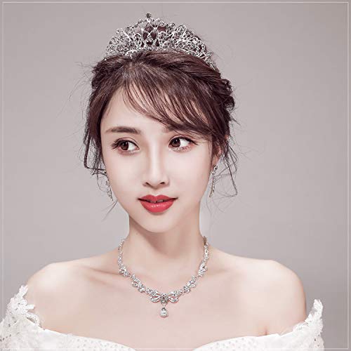 [Australia] - Wedding Sets For Women Bling Bride Hair Accessories Tiaras Earrings Necklace Wedding Jewelry Sets A 