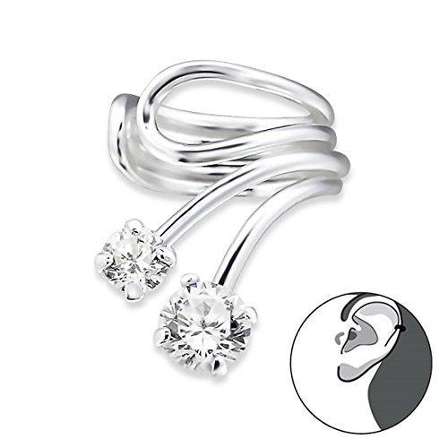 [Australia] - Double Stoned Ear Cuff Sterling Silver with Cubic Zirconia Gift 