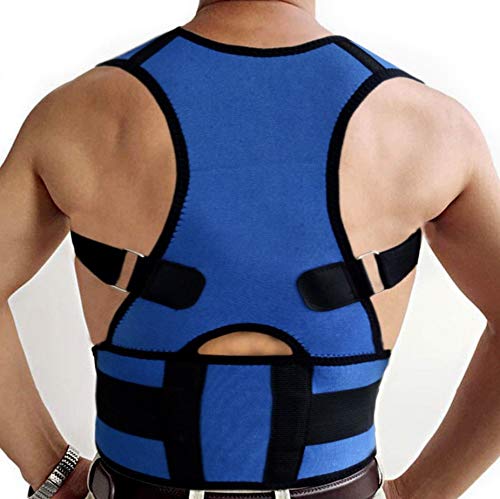 [Australia] - Posture Corrector Deluxe, Magnetic, Adjustable Straps, Neoprene, Four Colours (Small, Blue) S (Pack of 1) 