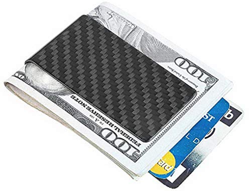 [Australia] - Travelambo Carbon Fiber Money Clip Front Pocket Wallet Minimalist Wallet Slim Wallet Credit Business Card Holder (CB black) 