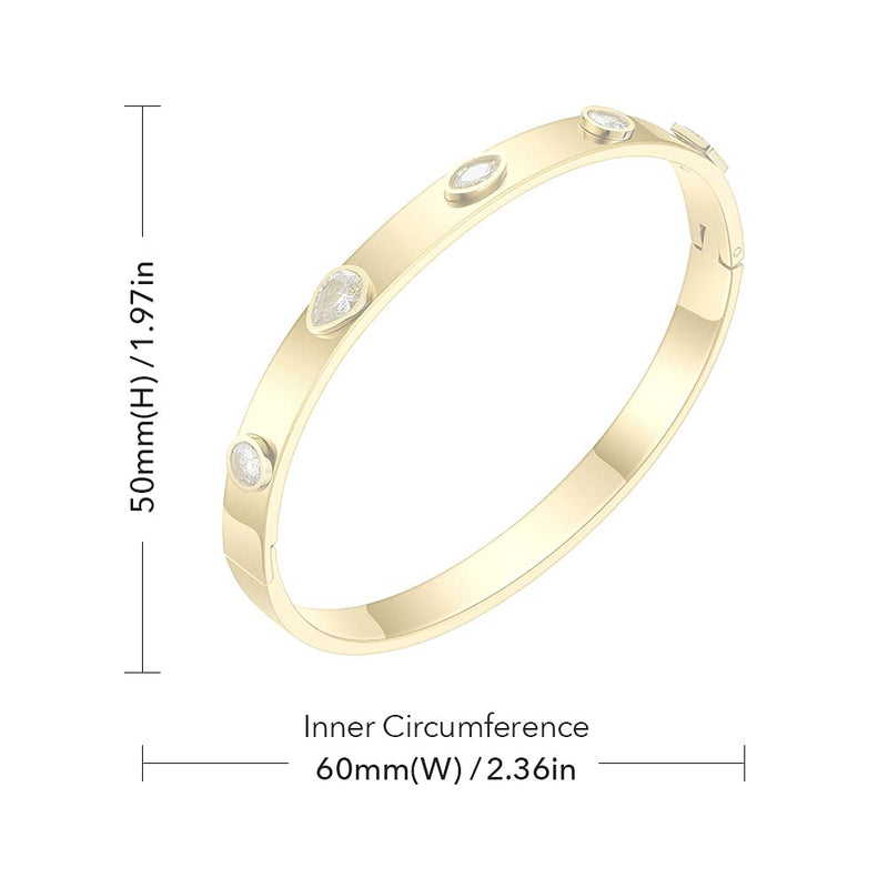 [Australia] - EF ENFASHION Trendy Zircons O-Shaped Bangle Bracelets, Charm Friendship Bangle Bracelets for Women / Teen Girls Fashion Jewelry Gifts Five Zircon-Gold Color 