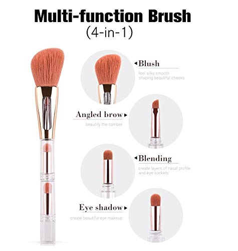 [Australia] - Liasun 4 In 1 Exquisite Multi-function Makeup Brushes Funny Combination Design - Blush Brush, Eyeshadow Brush, Angled Brow Brush,Blending Brush For Women and Girls 