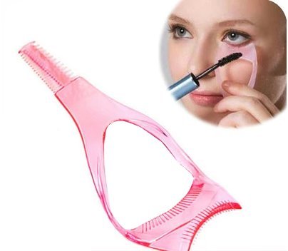 [Australia] - 3Pcs Plastic Makeup Upper Lower Eye Lash Mascara Guard Applicator With Comb Eyelashes Curlers Applicators (Pink) Pink 