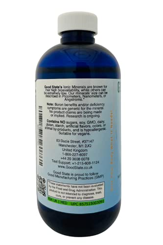 [Australia] - Good State | Liquid Ionic Boron | Dietary Supplement | Great for Enhanced Muscle Coordination | 120 Servings at 5 Mg | 8 Fl oz Bottle 