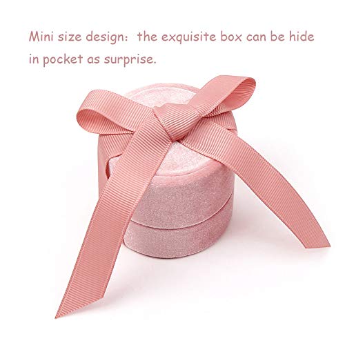 [Australia] - Beatilog Pink Pendant Box - Mini Premium Velvet Round Necklace Jewelry Storage Gift Box with Elegant Silk Knot for Proposal, Engagement, Wedding, Birthday, Christmas, Anniversary 