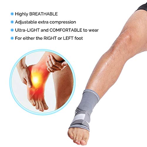 [Australia] - NeoTech Care Adjustable Ankle Support Brace, Gray (Size M, 1 Unit) Medium (Pack of 1) 