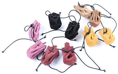 [Australia] - Mythrojan Suede Drawstring Pouches LARP Suede Medieval Trinket Bag set of 2 Black 