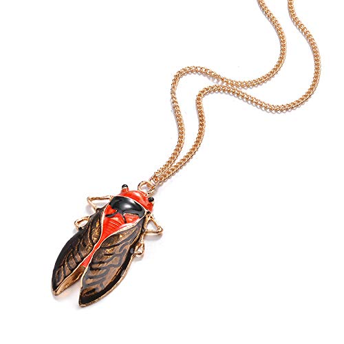 [Australia] - BELUCKIN Retro Vintage Cicada Pendant Insect Bug Cicada Charm Necklace Jewelry gold 