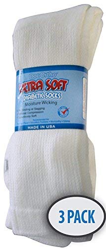 [Australia] - Doc Ortho Ultra Soft Loose Fit Diabetic Socks for Men and Women, 3 Pairs, Crew White X-Large 