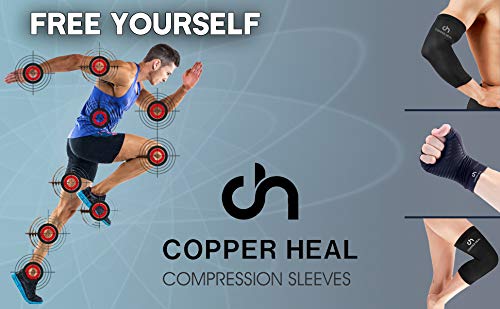 [Australia] - COPPER HEAL Adjustable Wrist Support Brace - Suitable for Both Right & Left Hands Strap Short Sleeves Wraps Medical Recovery Pain Relief Black 