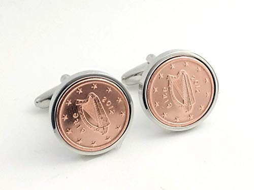 [Australia] - Worldcoincufflinks - Cufflinks - Rhodium plated - 11th Wedding Anniversary for Men- 2009 Copper Coins- Irish Lucky 2009 Cufflinks 