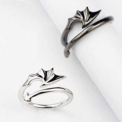 [Australia] - XJW 2pcs Matching Set Couple Rings Stainless Jewelry Angel VS Devil Wings Adjustable Ring Engagement Ring Wedding Ring Promise Rings 
