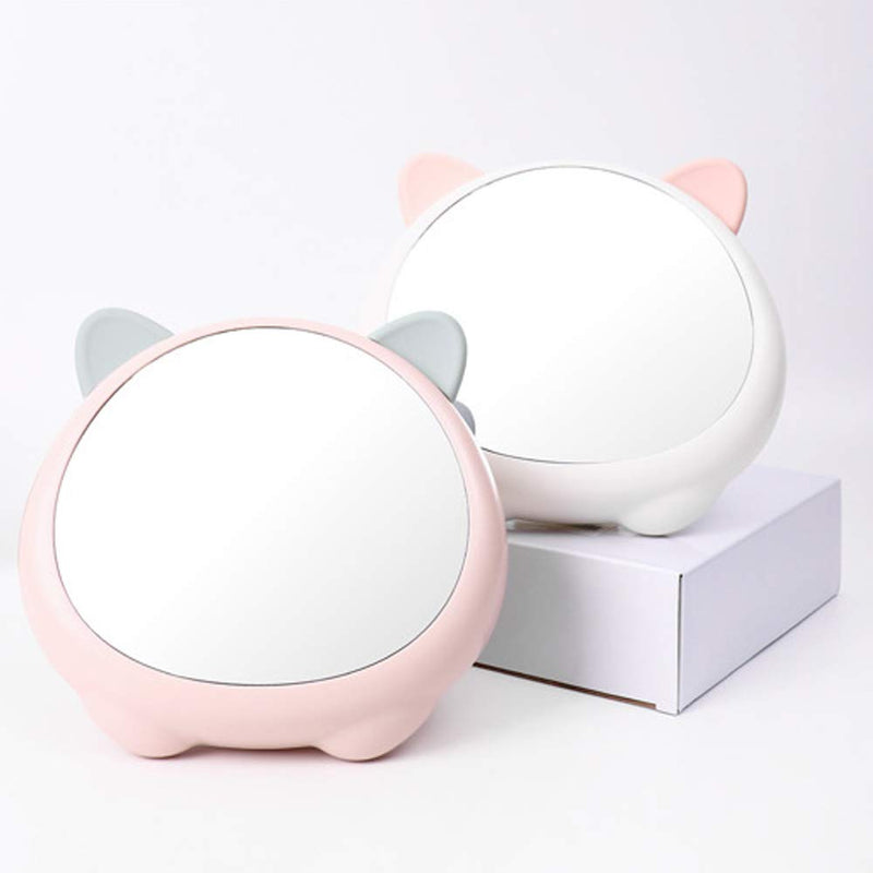 [Australia] - TBWHL Cat Desktop Mirror Makeup Mirror for Tabletop Bathroom Shower Travel Plastic Mirror (Pink) Pink 