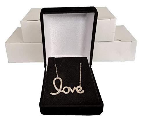 [Australia] - 5 Black Elegant Flocked Velour Necklace Pendant Gift Boxes Jewelry Displays and Boxes 