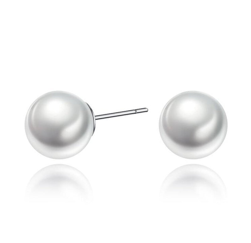 [Australia] - Zhang Trading Co., Ltd. White Gold-Plated Shell Beads with Cubic Zirconia Necklace+Earring Set Silver 