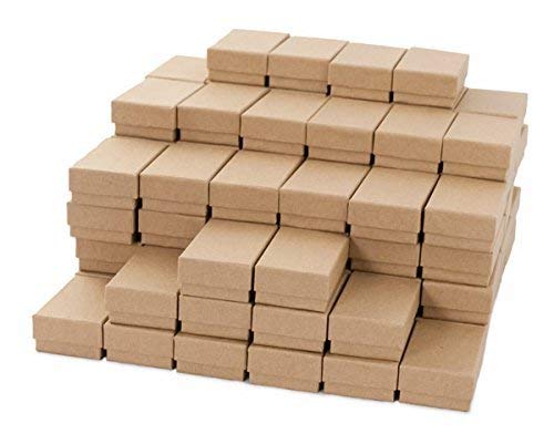 [Australia] - 888 Display - Pack of 20 Boxes of 2 1/8" x 1 5/8" x 3/4" Kraft Brown Matte Finish Cotton Filled Jewelry Boxes 2 1/8" x 1 5/8" x 3/4" 