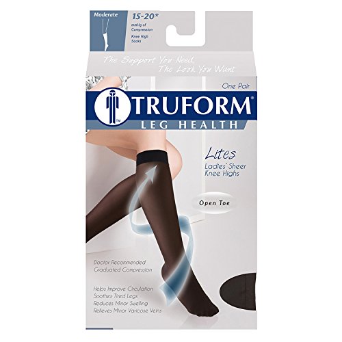 [Australia] - Truform Sheer Compression Stockings, 15-20 mmHg, Women's Knee High Length, Open Toe, 20 Denier, Nude, Large Large (1 Pair) 