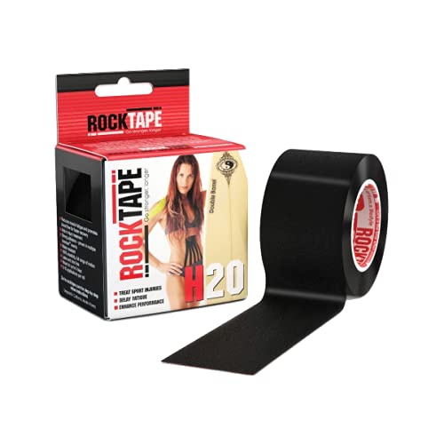 [Australia] - RockTape Kinesiology Tape Athletes, Extra Sticky + Water Resistant, Reduce Pain & Injury Recovery, 5cm x 5m, Uncut, H2O Black,6.09465E+11 