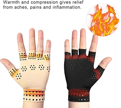 [Australia] - Chargen Arthritis Gloves Compression Gloves Fingerless Gloves Magnetic Anti-Arthritis Therapeutic Therapy Fingerless Gloves Relief Hand Pain Relief Heal Joints Relief (Black) Black 