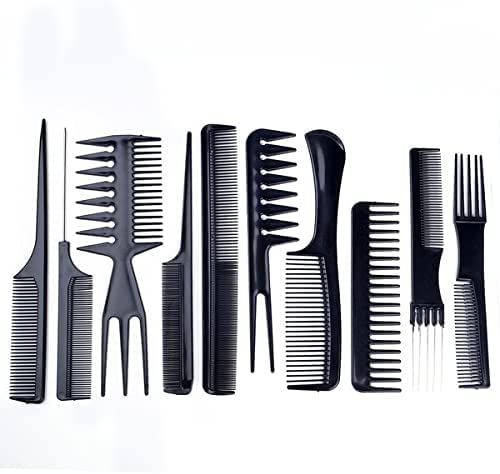 [Australia] - ONEBRAND 10Pcs Hair Comb Set - Hair Styling Pro Kit - Professional Barber Salon Gift - Portable Hairdressing Plastic Comb Set – Suitable for All Type Hair. (Black / 10 Piece Set) Black / 10 Piece Set 