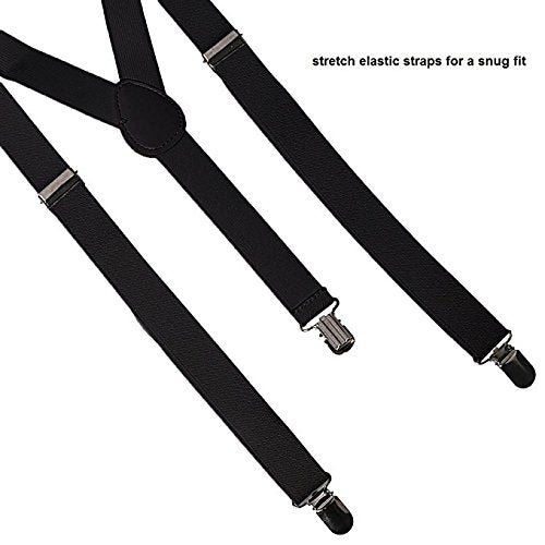 [Australia] - Boolavard Braces/Suspenders One Size Fully Adjustable Y Shaped with Strong Clips 1 X Black, 1 X White, 1 X Red 