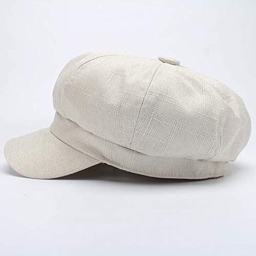 [Australia] - Classic Newsboy-Cap Women Men Linen Cotton Gatsby-Cabbie-Paperboy Hat White 