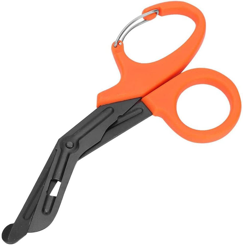 [Australia] - Titanium Bandage Shears Scissors 19cm , EMT and Trauma Shears, Bent Stealth Black Coated for Nurses, Students, Emergency Room (Orange) Orange 