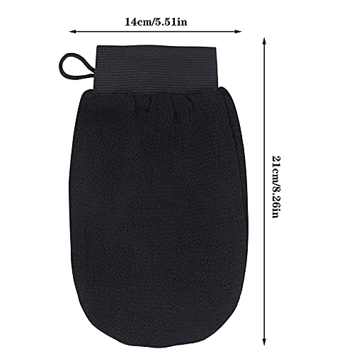 [Australia] - FRAVA Kessa Exfoliating Glove/Mitt, Bath Mitt, Dead Skin Remover, Ingrown Hair Treatment, Tan Removal Mitt, Shower Deep Clean Scrub Glove for Women and Men – Black 