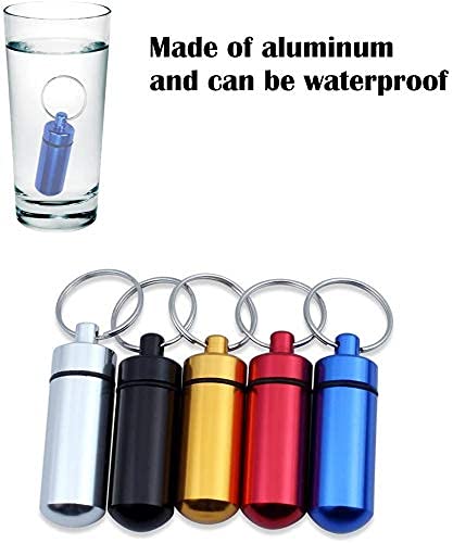 [Australia] - ZGTS 5PCS Waterproof Aluminum Pill Box Pocket Pill Case Portable Container Keychain Pill Holder Pill Container for Outdoor Travel Camping Multi Colors 