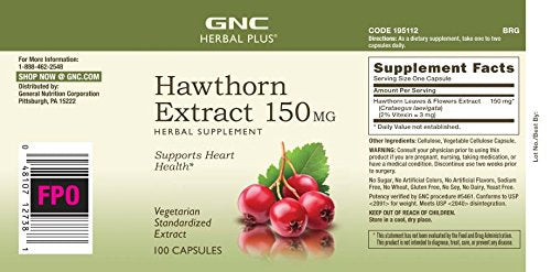 [Australia] - GNC Herbal Plus Hawthorn Extract 150mg, 100 Capsules, Supports Heart Health 