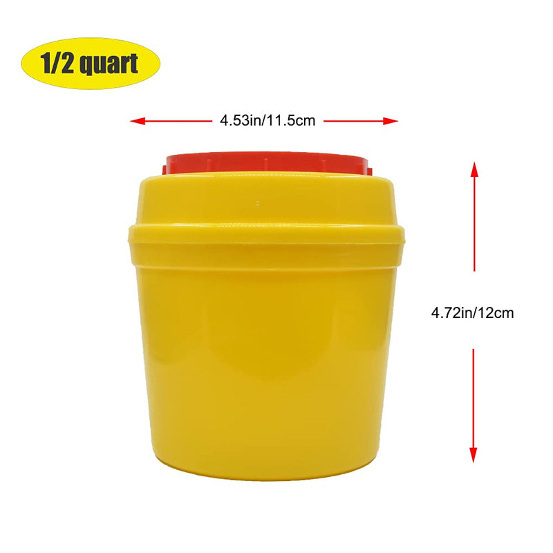 [Australia] - 4-Pack Sharps Container（1/2 Quart),Tattoo Supplies Small Sharp Needle Disposal Containers,Biohazard Medical Containers Sharps Box for Home and Travel Use 