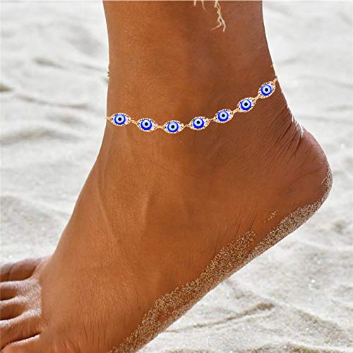 [Australia] - choice of all Evil Eye Ankle Bracelet for Women,Navy Blue Evil Eye Bearfoot Chain Gold Anklets for Girls A:blue evil eye 