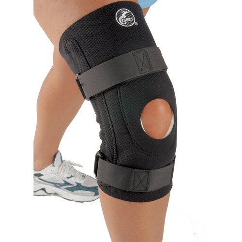 [Australia] - Cramer Diamond Knee Stabilizer, Padded Knee Brace for ACL & MCL Support, Brace for Knees for Sports, Arthritis, & Injury Recovery, Adjustable Knee Brace with Straps & Open Knee Cap for Patella, Black Small 